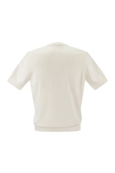 Shop Brunello Cucinelli Men's White Cotton Knit T-shirt For Ss24 In Cream