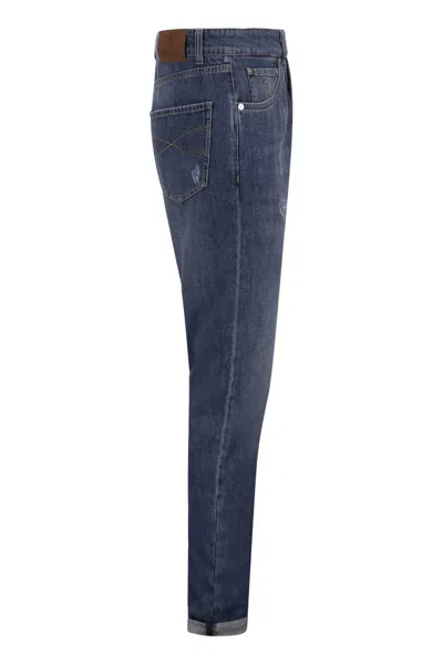 Brunello Cucinelli Men's Five-pocket Leisure Fit Trousers In Dark Blue