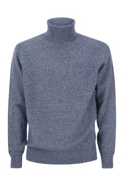 Shop Brunello Cucinelli Men's Light Blue Turtleneck Sweater For Fw23