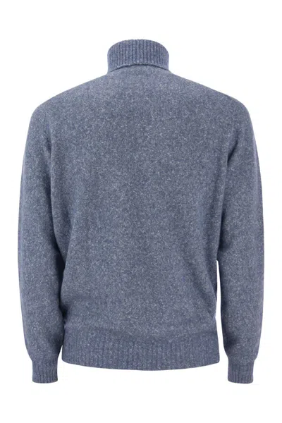 Shop Brunello Cucinelli Men's Light Blue Turtleneck Sweater For Fw23