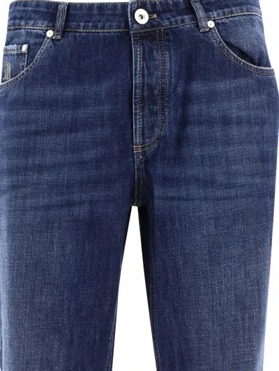 Shop Brunello Cucinelli Men's Traditional Fit Blue Jeans For Ss24 In Navy