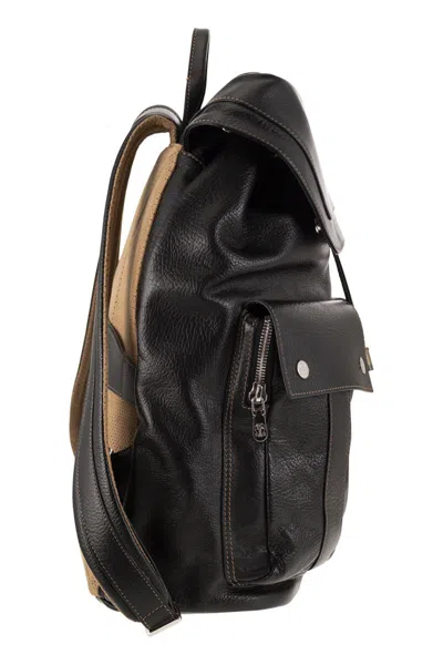 Shop Brunello Cucinelli The Essential Leather Backpack For Men In Black