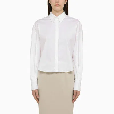 Shop Brunello Cucinelli White Cotton Blend Shirt For Women