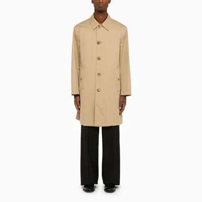 Shop Burberry Honey-colored Trench Jacket For Men In Beige