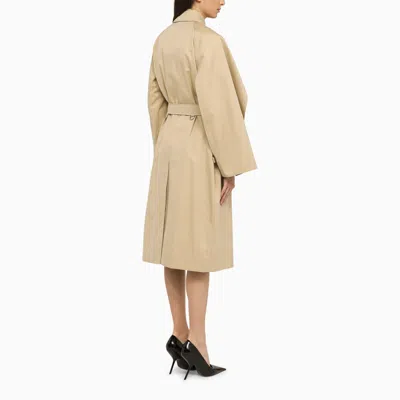 Shop Burberry Honey Cotton Double-breasted Trench Jacket In Beige