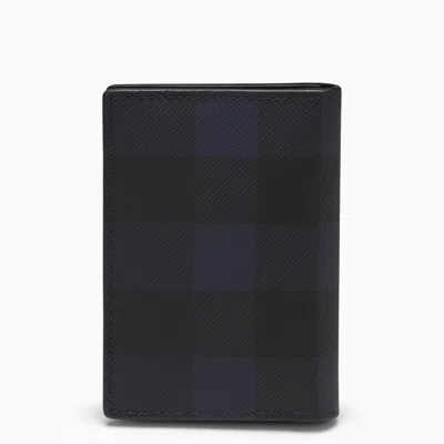 Shop Burberry Navy Blue Blue Book Card Holder With Check Motif