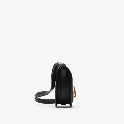 Shop Burberry Black Grained Leather Curved Shoulder Handbag