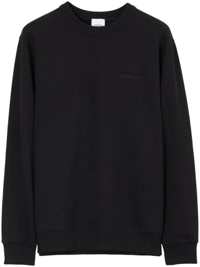 Shop Burberry Black Check Detail Cotton Sweatshirt For Men