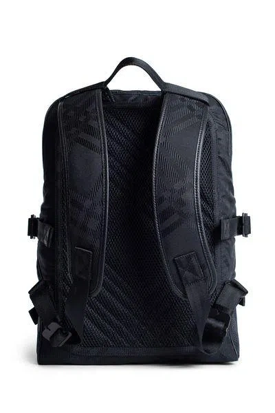 Shop Burberry Stylish Jacquard Backpack For Men In Iconic Check Pattern In Black