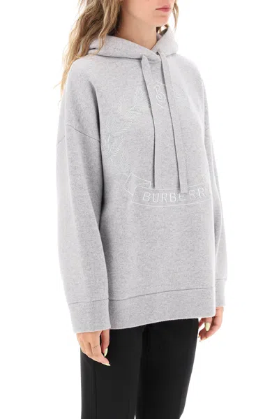 Shop Burberry Cashmere Blend Hoodie For Women In Grey