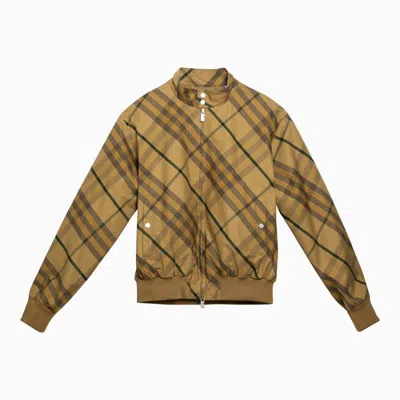Shop Burberry Cedar Yellow Check Pattern Cotton Jacket For Men In Beige