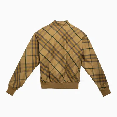 Shop Burberry Cedar Yellow Check Pattern Cotton Jacket For Men In Beige