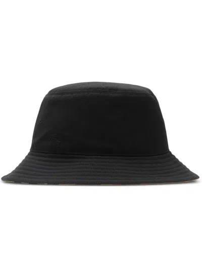 Shop Burberry Check Lined Hat In Black