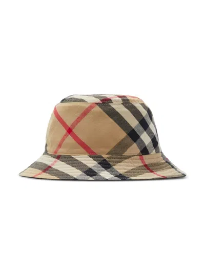 Shop Burberry Check Lined Hat In Black