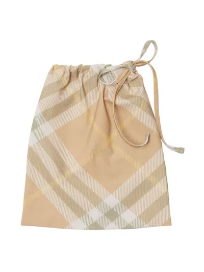 Shop Burberry Checkered Design Triangle Bikini Top In Tan