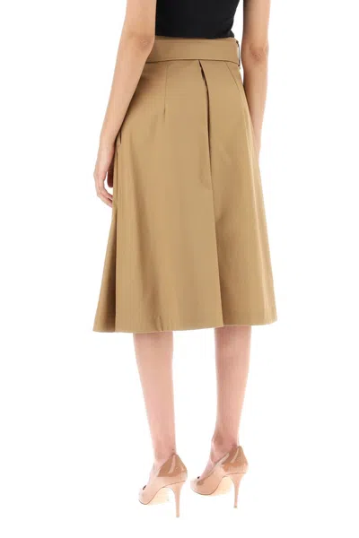 Shop Burberry Classic Camel Midi Skirt With Belt For Women | Perfect For Fw23