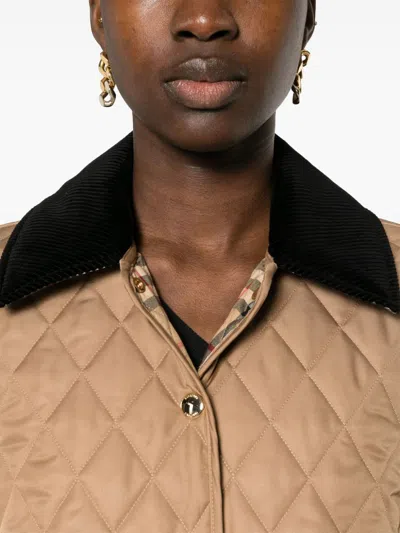 Shop Burberry Dranefeld Quilted Jacket In Beige