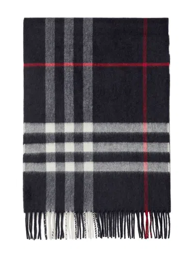 Shop Burberry Luxurious Navy Cashmere Scarf For Men