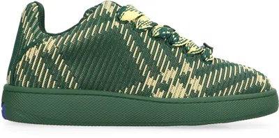 Shop Burberry Green Check Low-top Sneakers For Men
