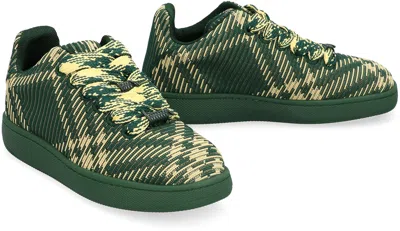 Shop Burberry Green Check Low-top Sneakers For Men