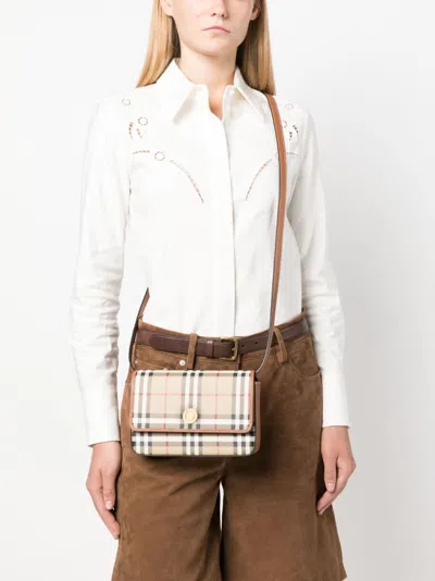Shop Burberry Vintage Check Crossbody Bag For Women In Brown
