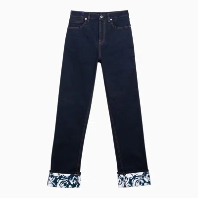 Burberry Logo Patch Flared-leg Jeans In Blue