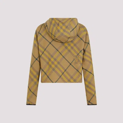 Shop Burberry Khaki Check Cropped Jacket For Women In Tan