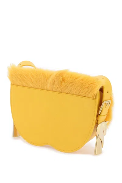 Shop Burberry Knight And Tower Crossbody Handbag In Luxurious Grained Leather In Yellow