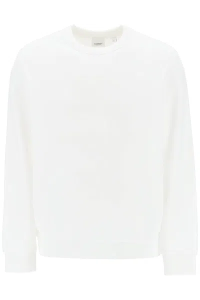 Shop Burberry Mens White Crew-neck Sweatshirt With Equestrian Knight Motif For Fw23