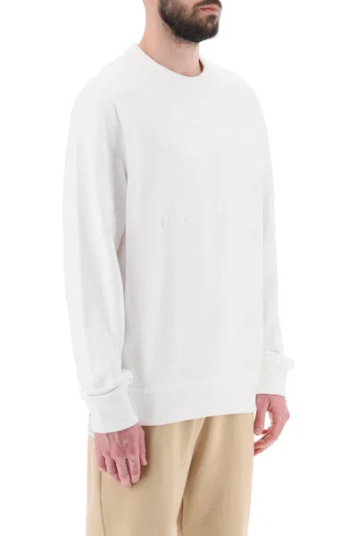 Shop Burberry Mens White Crew-neck Sweatshirt With Equestrian Knight Motif For Fw23