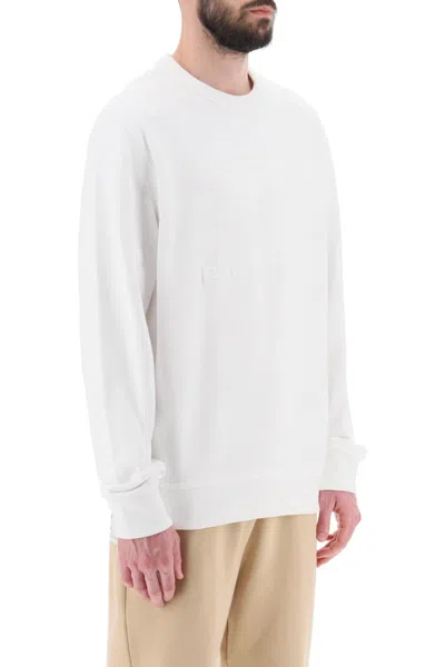 Burberry Mens White Crew-neck Sweatshirt With Equestrian Knight Motif For Fw23 In White