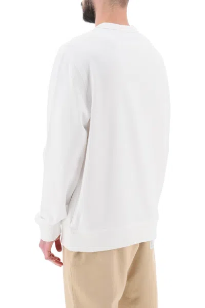 Burberry Mens White Crew-neck Sweatshirt With Equestrian Knight Motif For Fw23 In White