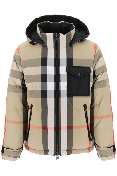 Shop Burberry Multicolor Reversible Hooded Down Jacket For Men