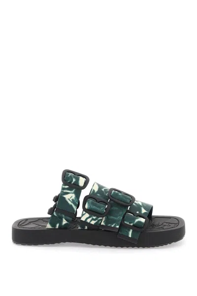 Shop Burberry Multicolor Sandals With Nylon Ribbon Straps And Rose Print For Men