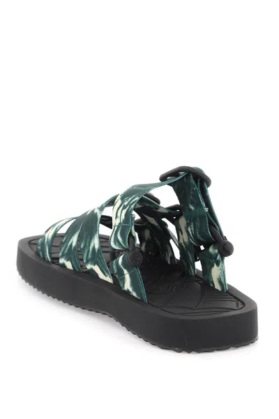 Shop Burberry Multicolor Sandals With Nylon Ribbon Straps And Rose Print For Men