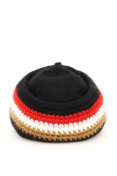 Shop Burberry Multicolored Knit Headband Baseball Cap For Men In Mixed Colours