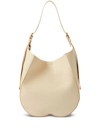 Shop Burberry Pearl Medium Chess Shoulder Handbag For Women In White