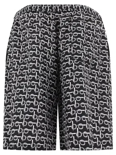 Shop Burberry Elegant Printed Silk Shorts For Men In Black