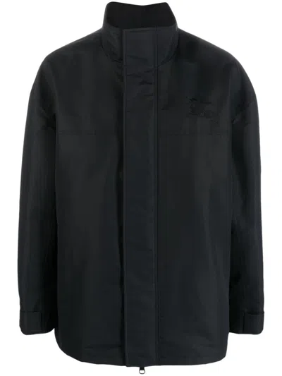 Burberry Ekd-embroidered High-neck Jacket In Black