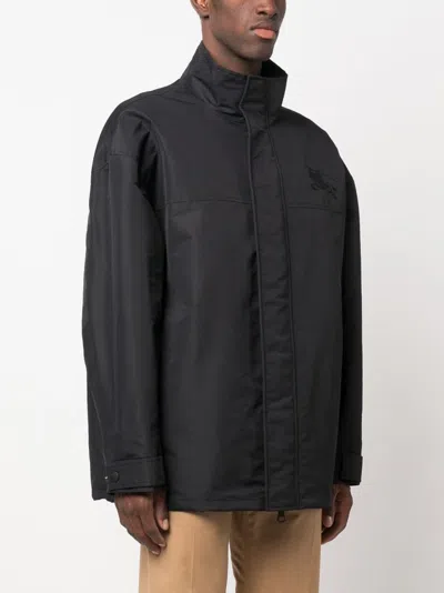 Burberry Ekd-embroidered High-neck Jacket In Black