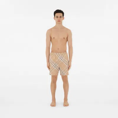 Shop Burberry Stylish Flax Swimwear For Men In Tan