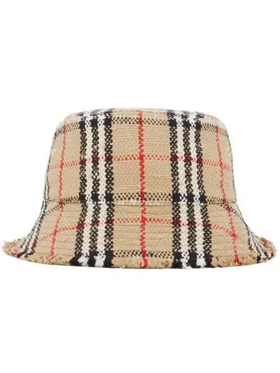 Shop Burberry Vintage Check Bouclé Bucket Hat In Beige