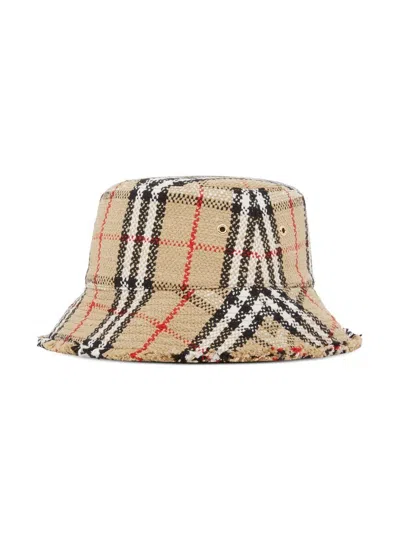 Shop Burberry Vintage Check Bouclé Bucket Hat In Beige