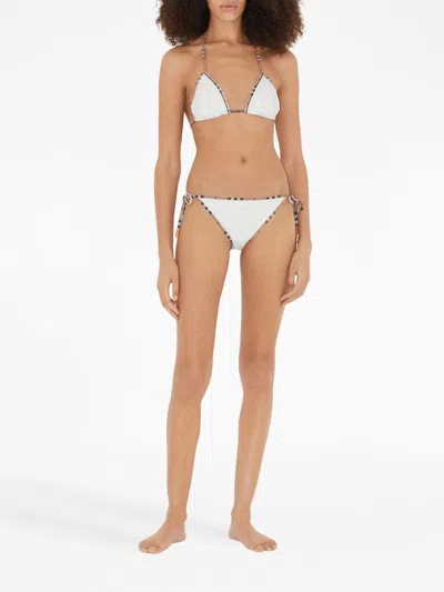 Shop Burberry Vintage Check Triangle Bikini Set For Women In White