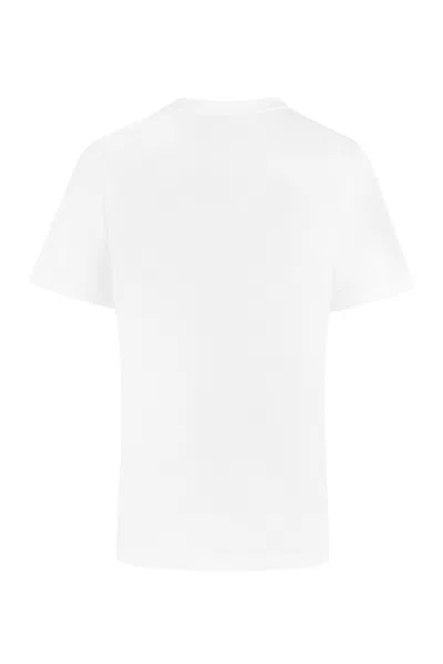 Shop Burberry White Cotton T-shirt With Ribbed Collar For Women