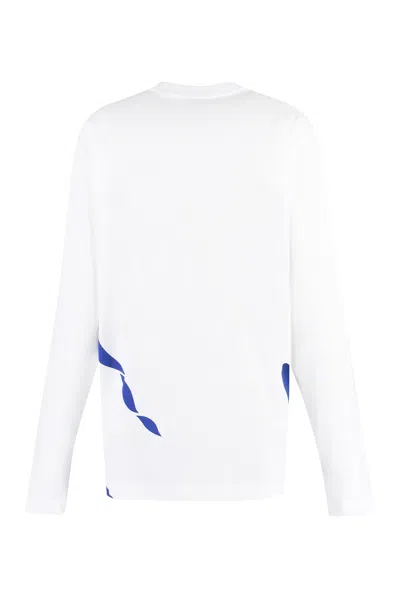 Shop Burberry White Long Sleeve Printed Cotton T-shirt For Women