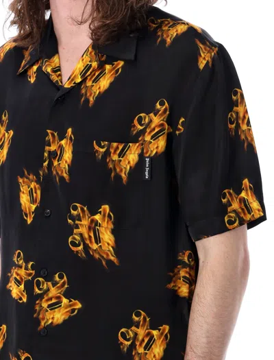 Shop Palm Angels Burning Monogram Shirt For Men By  In Black
