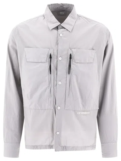 Shop C.p. Company Poplin Overshirt In Gray