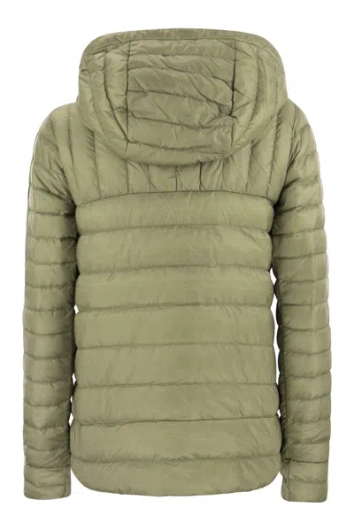 Shop Canada Goose Glossy Green Roxboro Short Down Jacket With Hood For Women