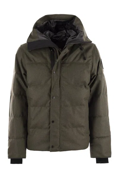 Shop Canada Goose Military Green Dynaluxe Wool Parka Jacket For Men